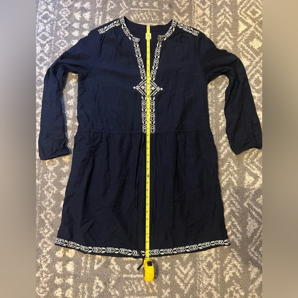 GAP Navy Dress Ivory Embroidery drawstring waist with pockets size L (K124) - Picture 13 of 14